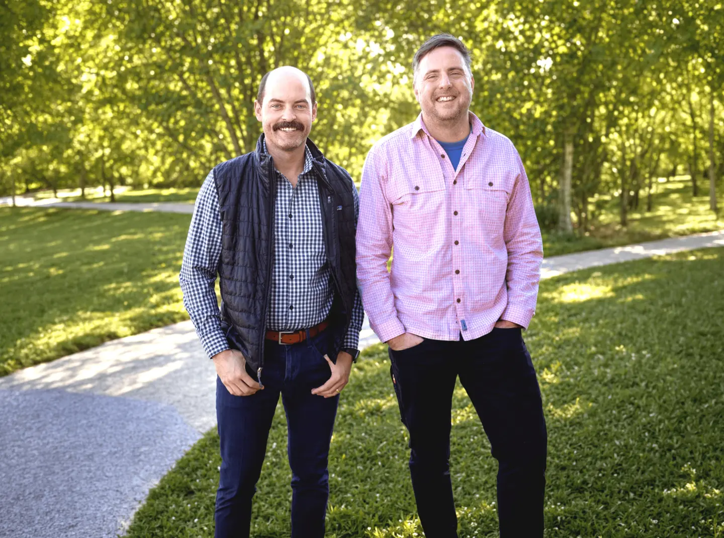 Garrett and Iain standing together outdoors
